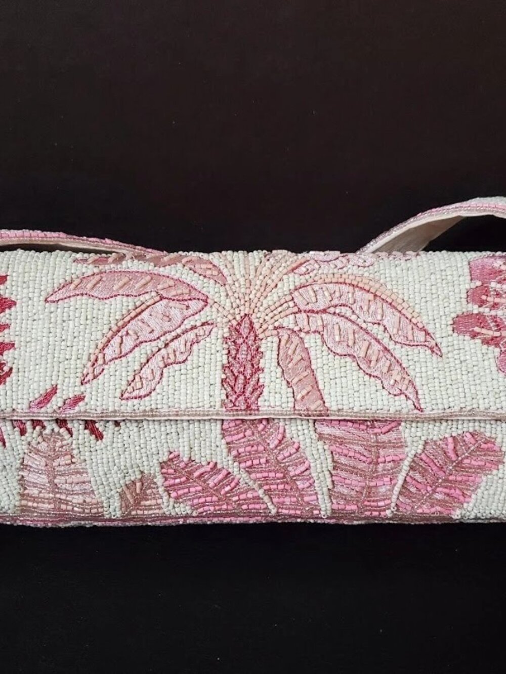 Viral Beaded Pink Palm Tree Shoulder Bag Purse Made in India